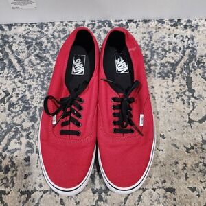 Vans Authentic Red Canvas Low Top Skate Shoes Mens 13 Black Laces Waffle Sole